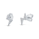 0.07ct 14k White Gold Diamond Lightening Bolt Stud Earring